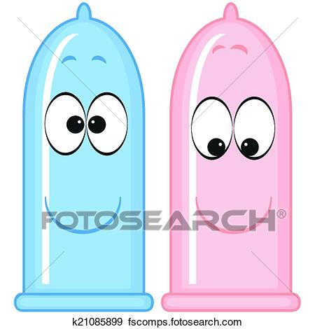 450x470 Clip Art Of Two Condoms, Cartoon. K21085899