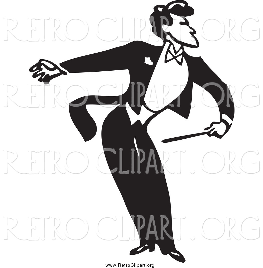 1024x1044 Clipart Of A Retro Black And White Music Conductor Bowing By