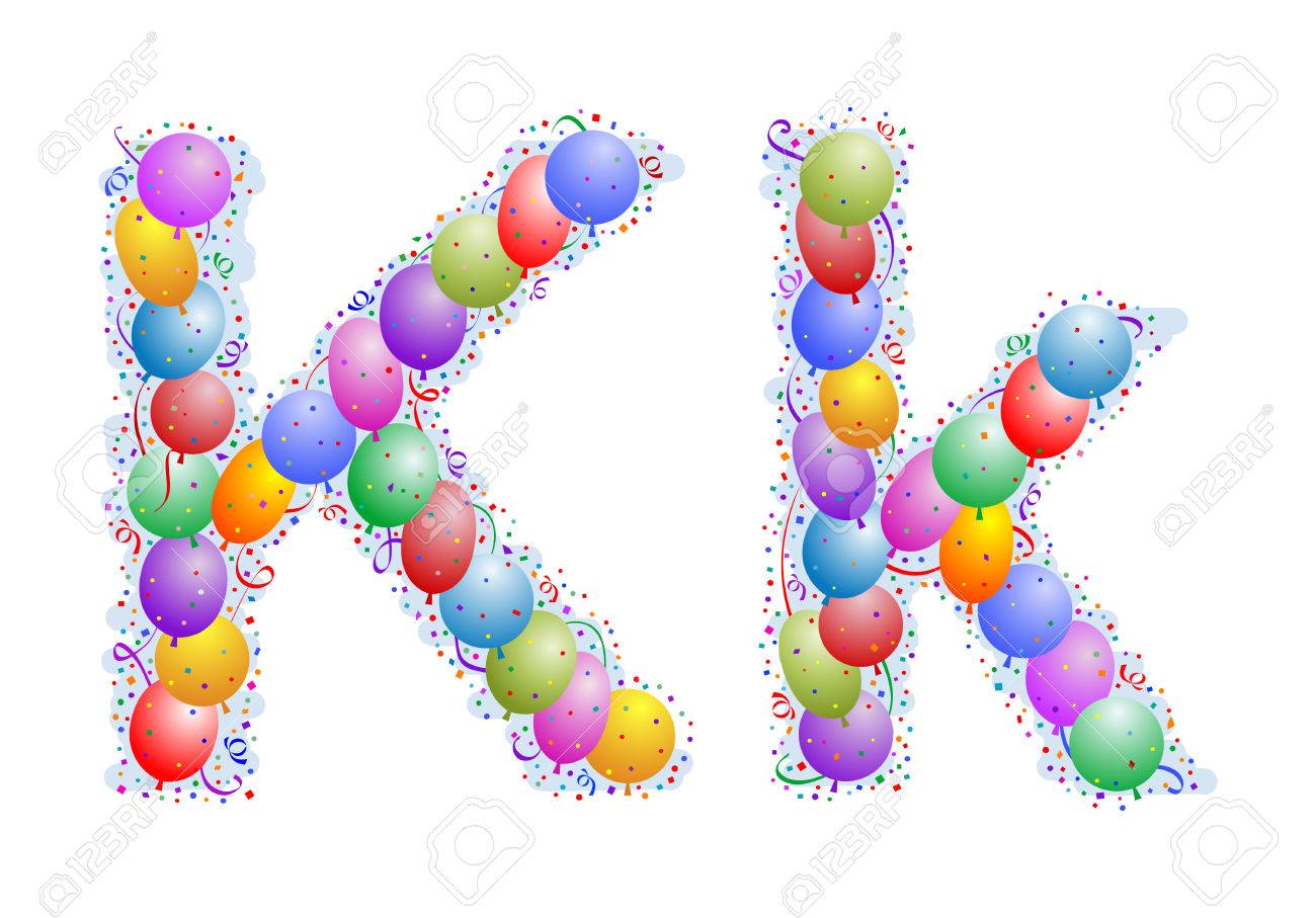 1300x907 Balloons And Confetti Letter K Royalty Free Cliparts, Vectors