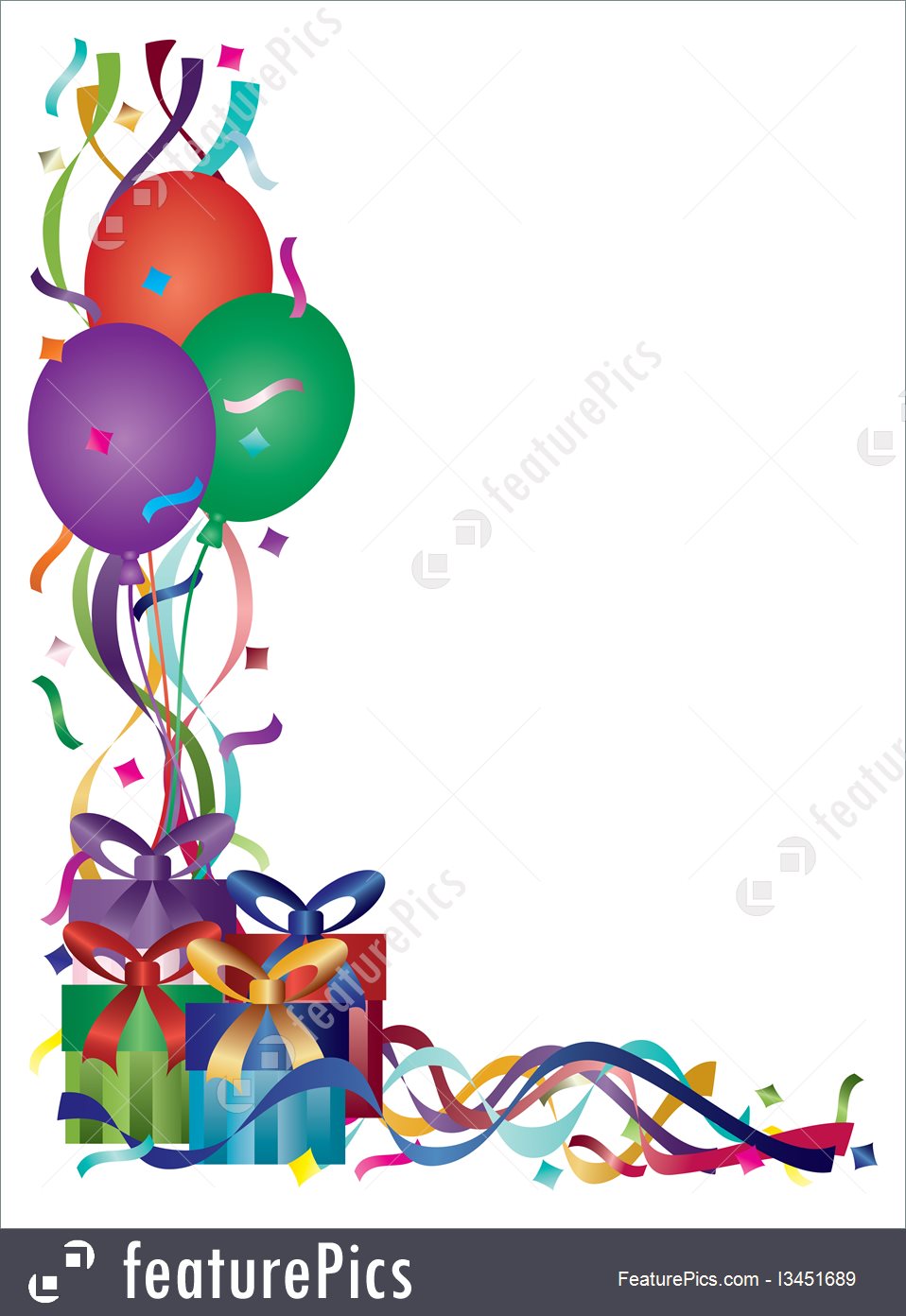 958x1392 Templates Birthday Presents Frame With Ribbons And Confetti