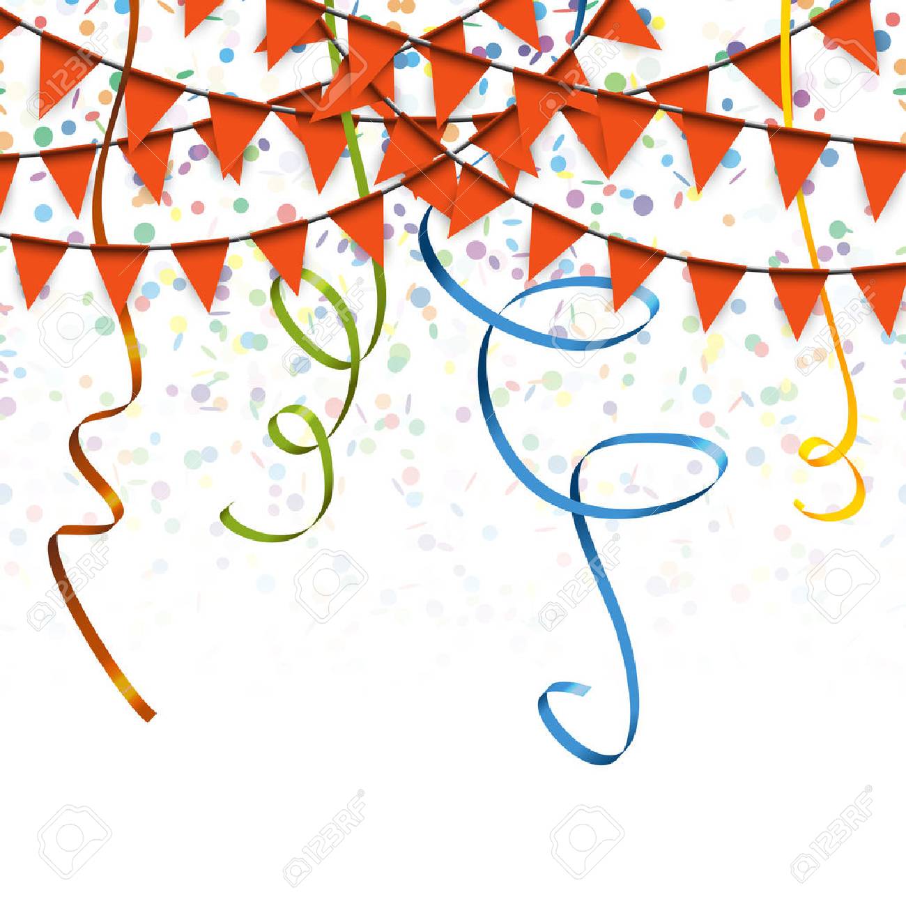 1300x1300 Colored Garlands, Streamers And Confetti Background For Party