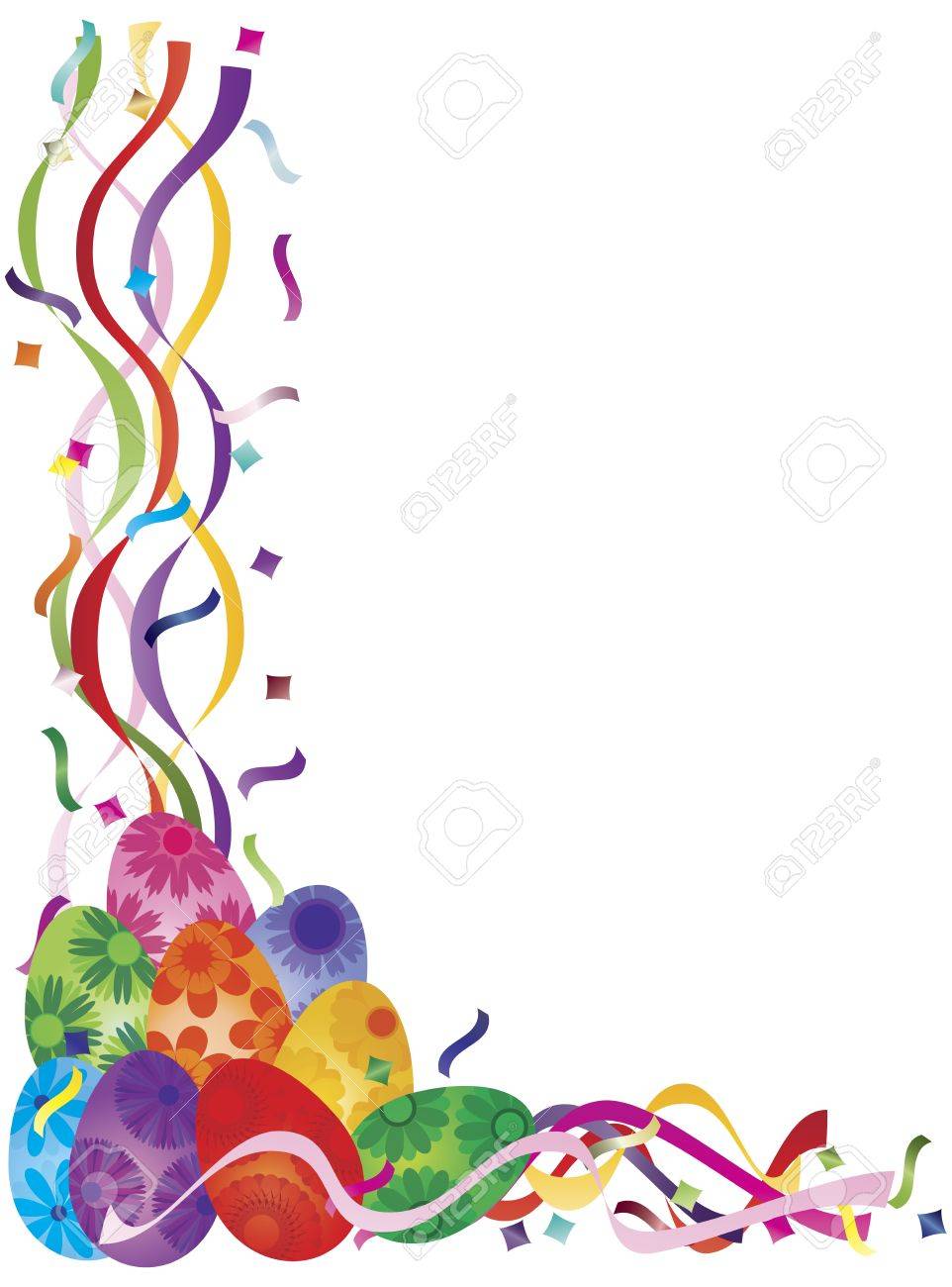 962x1300 Colorful Happy Easter Day Eggs In Confetti Border Illustration