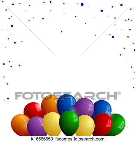 450x470 Clipart Of Colorful Balloons With Confetti On A White Background