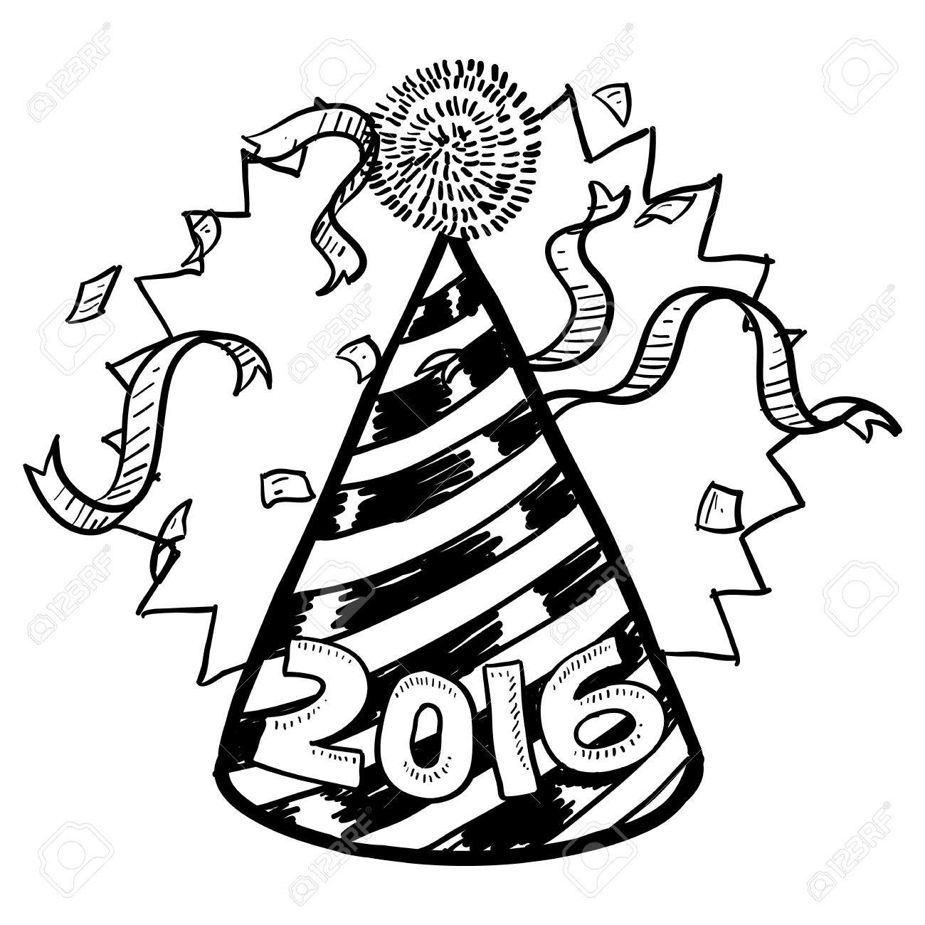 1300x1300 Doodle Style New Year S Eve Celebration Sketch Including Party