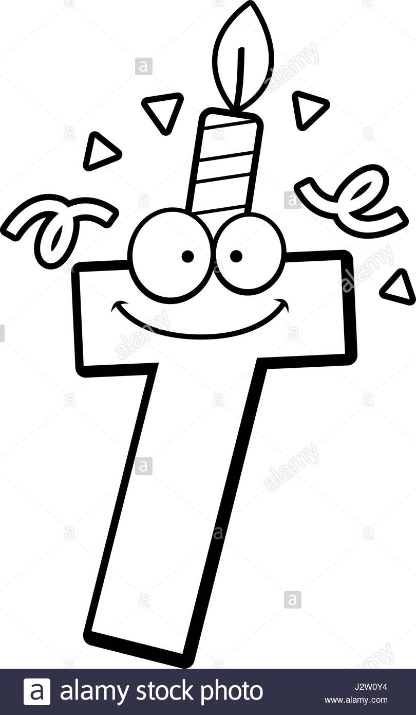 810x1390 A Cartoon Illustration Of A Letter T With A Birthday Candle