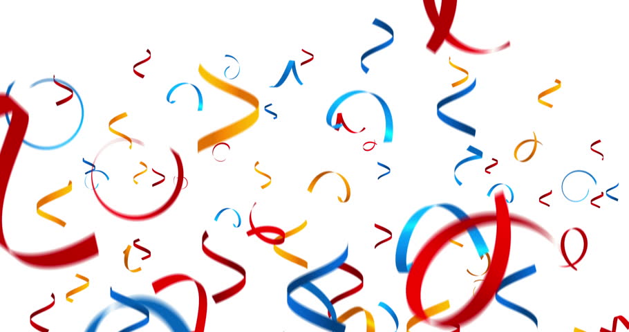 910x480 Animation Of Colorful Falling Confetti (Luma Matte Included) Stock