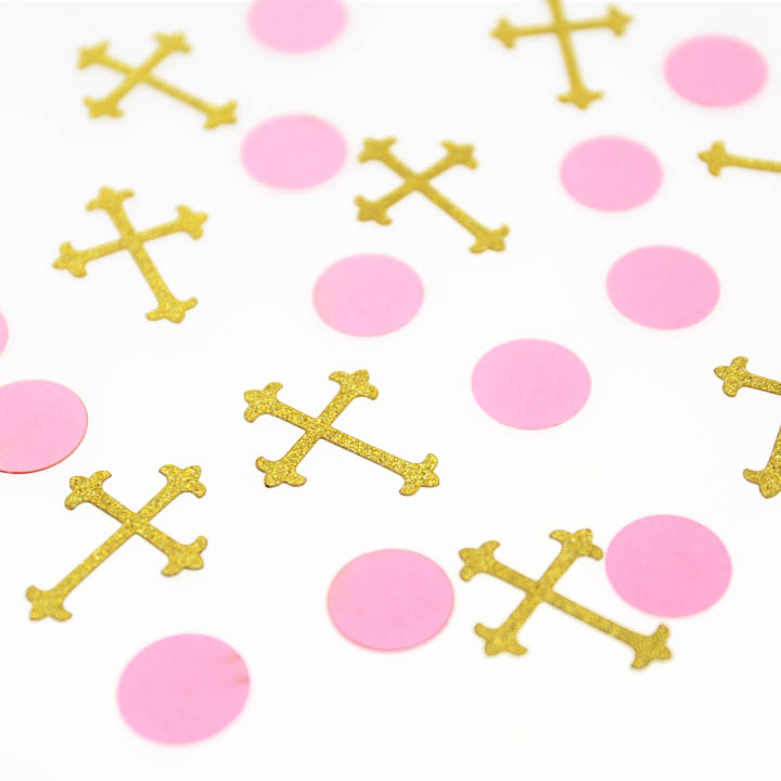 720x720 Pink Gold Cross Confetti,pink Gold Baptism Decor,girl Baptism