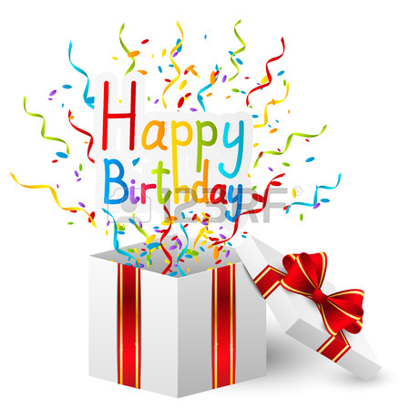 450x450 Birthday Gift Box With Color Confetti Royalty Free Cliparts