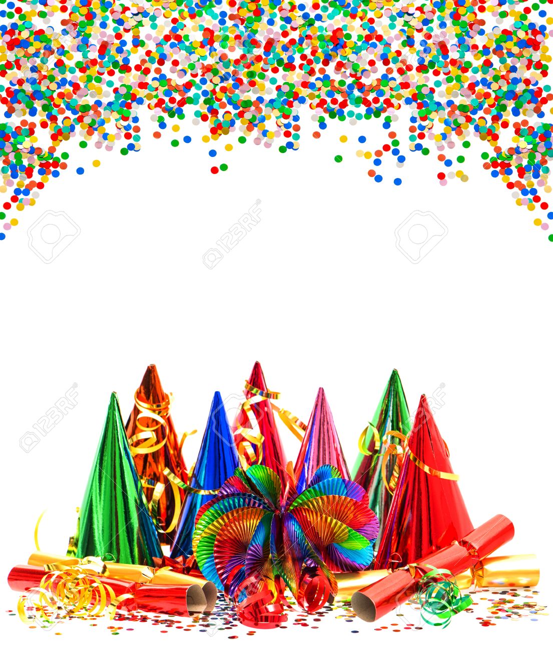 1105x1300 Colorful Garlands, Streamer, Party Hats And Confetti Carnival