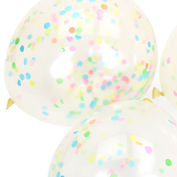 600x600 6 Pastel Coloured Confetti Filled Balloons