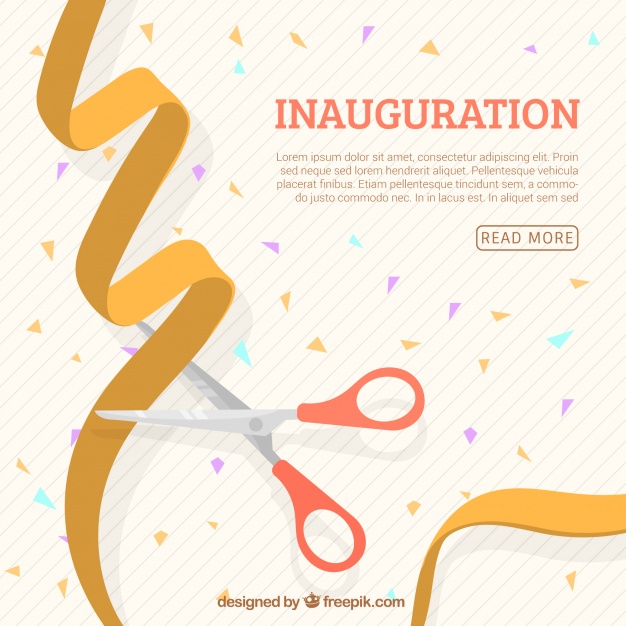 626x626 Inaguration With Golden Ribbon And Confetti Vector Free Download