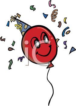 252x350 Royalty Free Clipart Image Smiley Face On A Balloon With Confetti