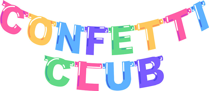 800x349 Confetti Club Banner Stickers By Pixielocks Redbubble