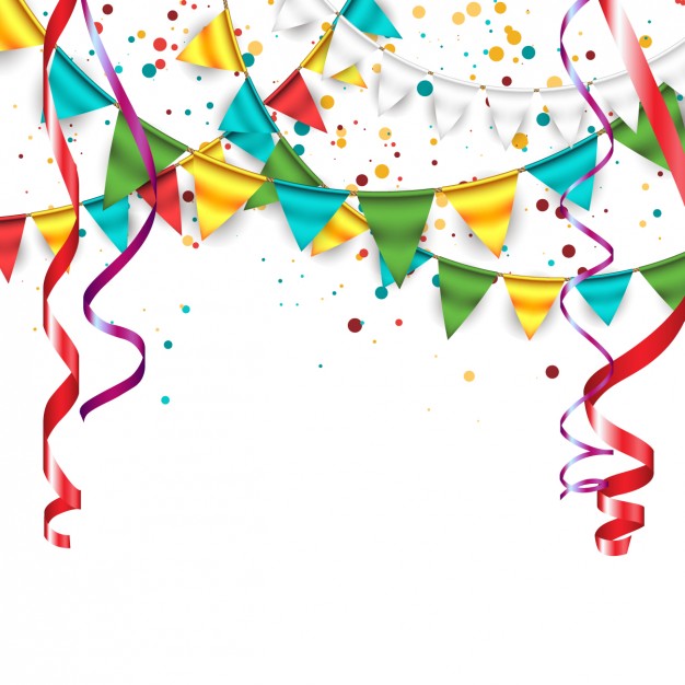 626x626 Background With Confetti, Garlands And Bunting Vector Free Download