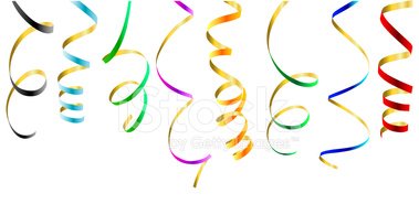 379x185 Party Design Template With Streamers And Confetti Stock Vectors