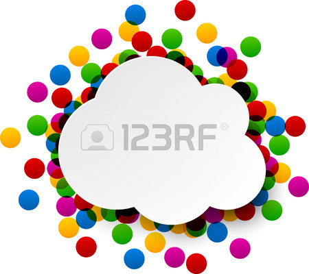 450x400 Colorful Celebration Background. Paper Speech Bubble With Confetti