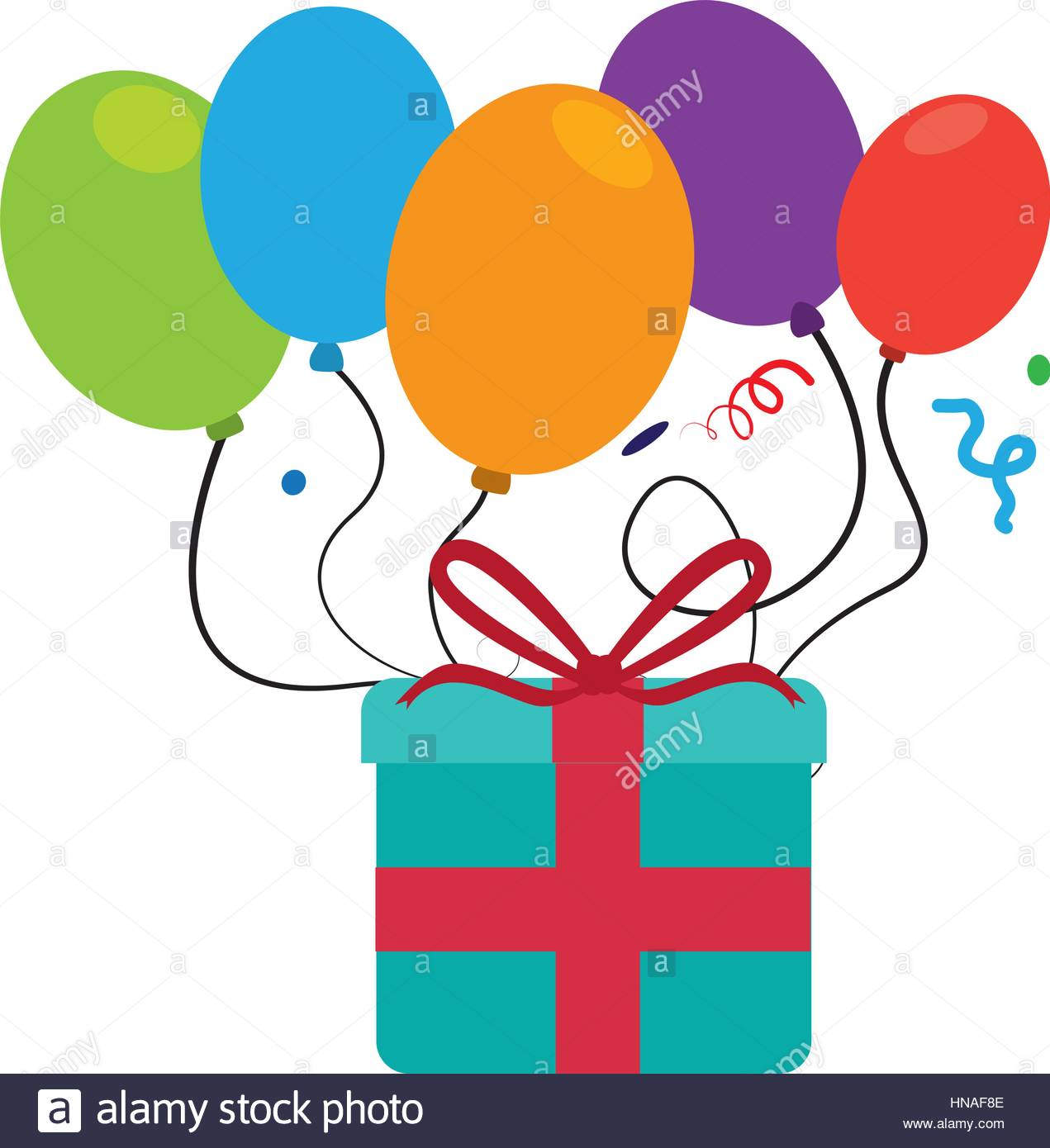 1271x1390 Colorful Picture Gift Box And Balloons With Confetti Vector Stock