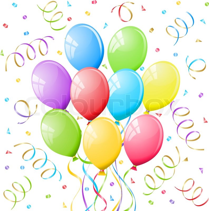 793x800 Balloons And Confetti. Stock Vector Colourbox
