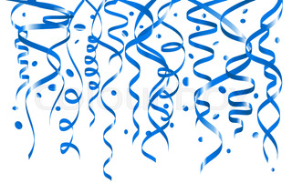 320x212 Birthday White Background With Curling Streamers And Confetti