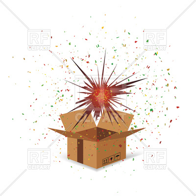 400x400 Cardboard Box And Confetti Vector Clipart Image