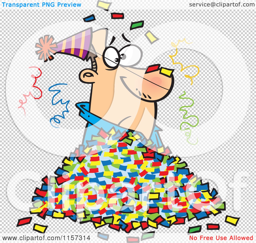 1080x1024 Cartoon Of A Man In A Pile Of Party Confetti