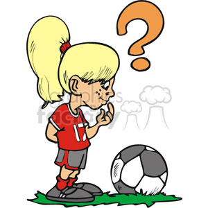 300x300 Royalty Free Confused Girl Laying Soccer. 169797 Vector Clip Art