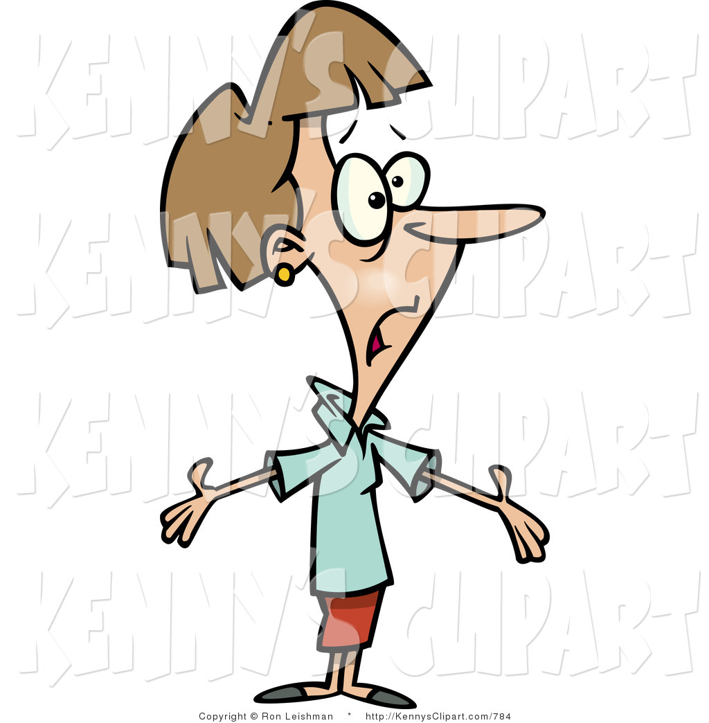 1024x1044 Clip Art Of A Confused Brunette Woman With A Shocked Expression