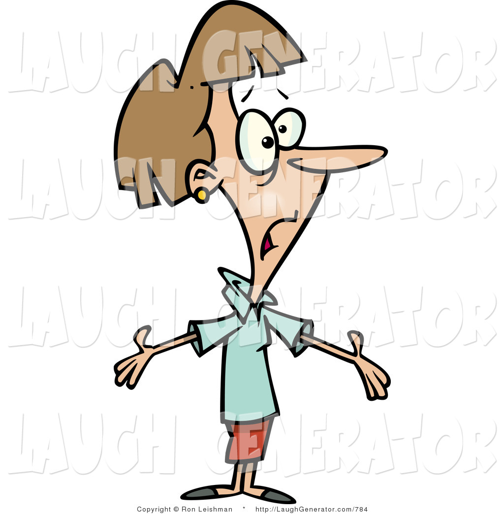 1024x1044 Humorous Clip Art Of A Confused Brunette Female With A Shocked