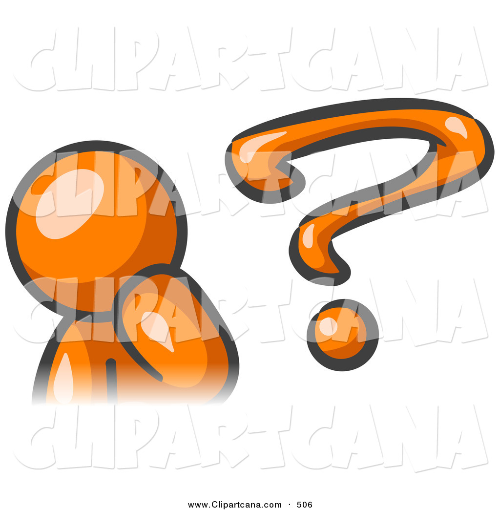 1024x1044 Vector Clip Art Of A Shiny Orange Man Rubbing His Chin And Posed