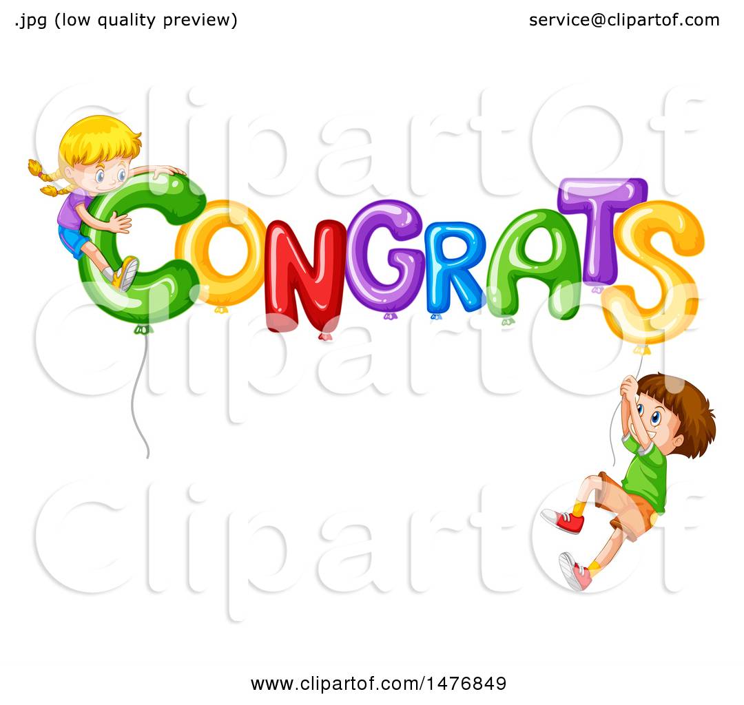 1080x1024 Clipart Of Children With Congrats Balloons