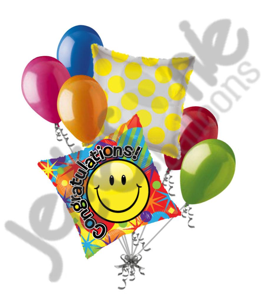 910x1000 Colorful Smiley Congratulations Balloon Bouquet Jeckaroonie Balloons