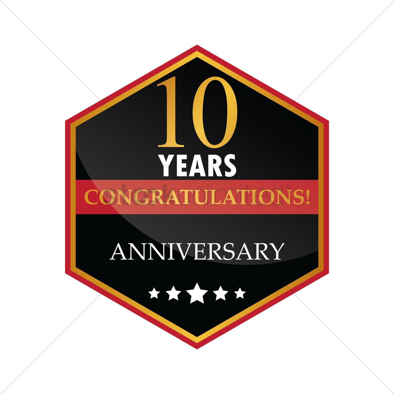 1300x1300 Congratulations 10 Years Anniversary Label Vector Image