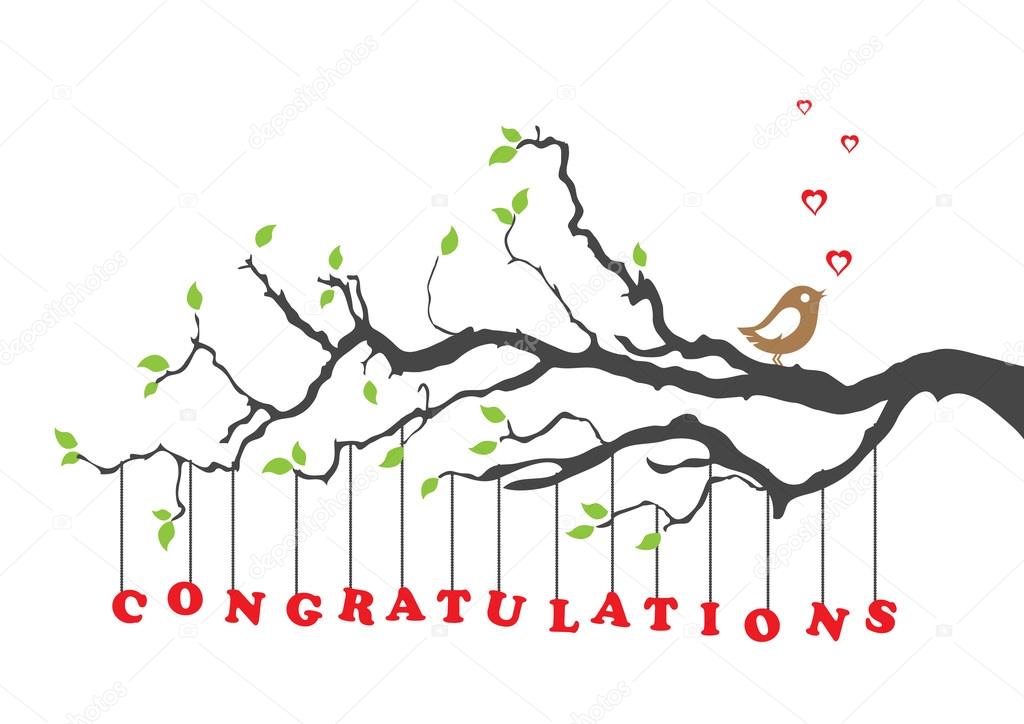 1024x724 Congratulations Greeting Card With Bird Stock Vector Lina S