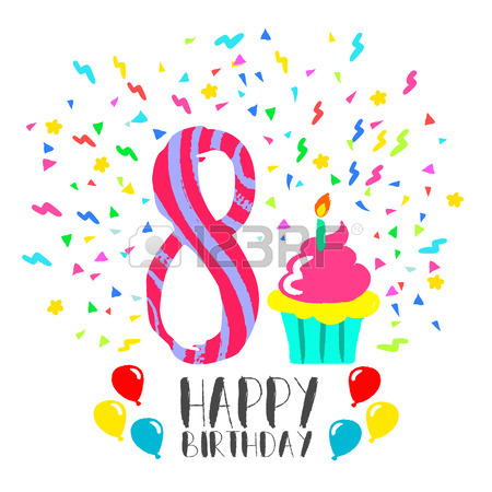 450x450 Happy Birthday Number 1, Greeting Card For One Year In Fun Art