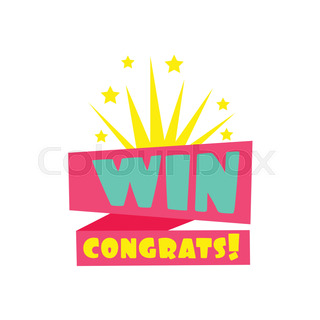 320x320 Win Congratulations Sticker With Confetti Design Template