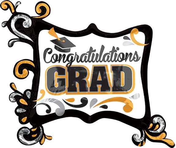 576x483 34 Inch Congratulations Grad Silver And Gold Frame Foil Balloon