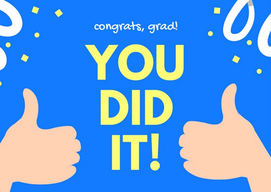 550x389 Blue And Yellow Thumbs Up Congratulations Card