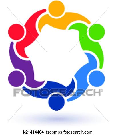406x470 Clipart Of Teaming 6.concept Group Of Connected People , Happy
