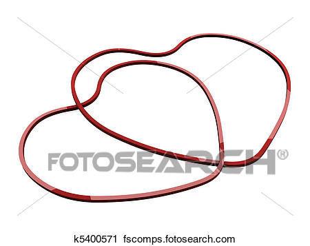 450x357 Clipart Of Two Heart Shapes Connected In One. 3d Love Concepts