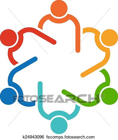 397x470 Clip Art Teamwork 6 Circle Interlaced.concept Group