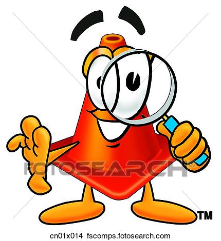 430x470 Drawings Of Construction Safety Cone With Magnifying Glass