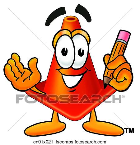 450x466 Clipart Of Construction Safety Cone With Pencil Cn01x021