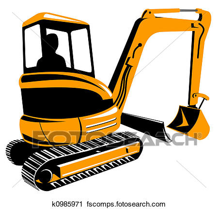 450x431 Clipart Of Mechanical Digger K0985971