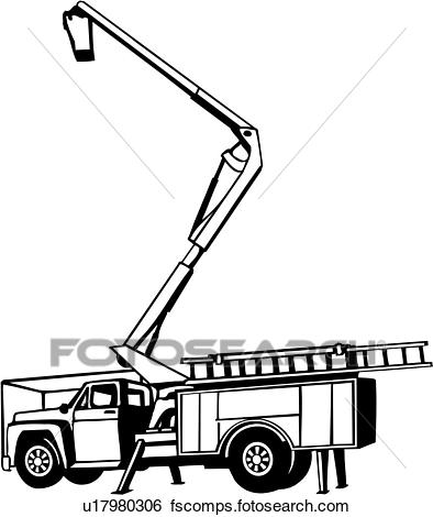 394x470 Clip Art Of , Heavy Equipment, Cherry Picker, Construction, Trade