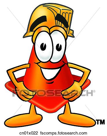 370x470 Clip Art Of Construction Safety Cone With Hard Hat Cn01x022