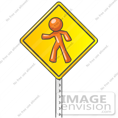450x450 Clip Art Graphic Of An Orange Guy Character On A Yellow Pedestrian