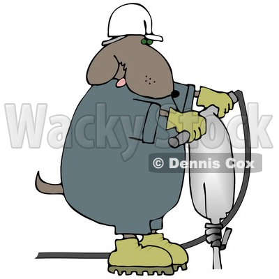 400x400 Clipart Illustration Of A White Man In A Hardhat And Ear Muffs