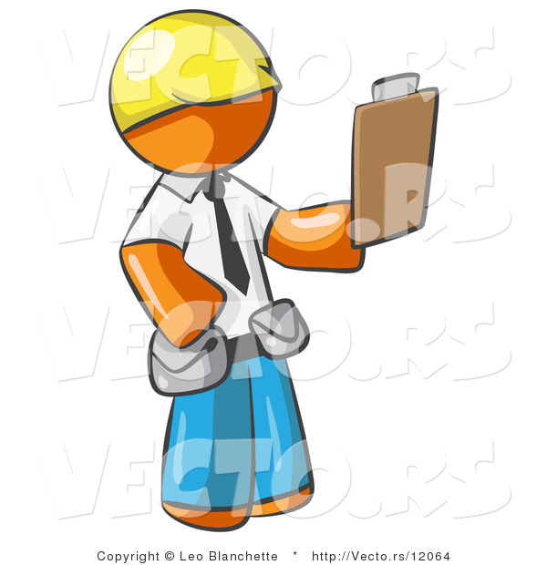 600x620 Vector Of Orange Guy Construction Site Supervisor Holding