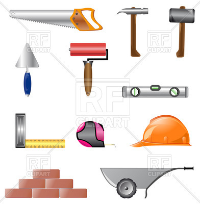 392x400 Construction Tools (Building Instruments) Royalty Free Vector Clip