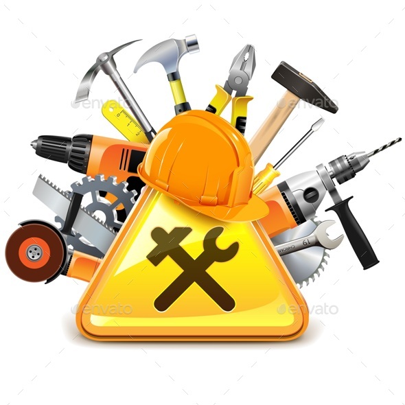 590x590 Construction Tools With Sign By Dashadima Graphicriver